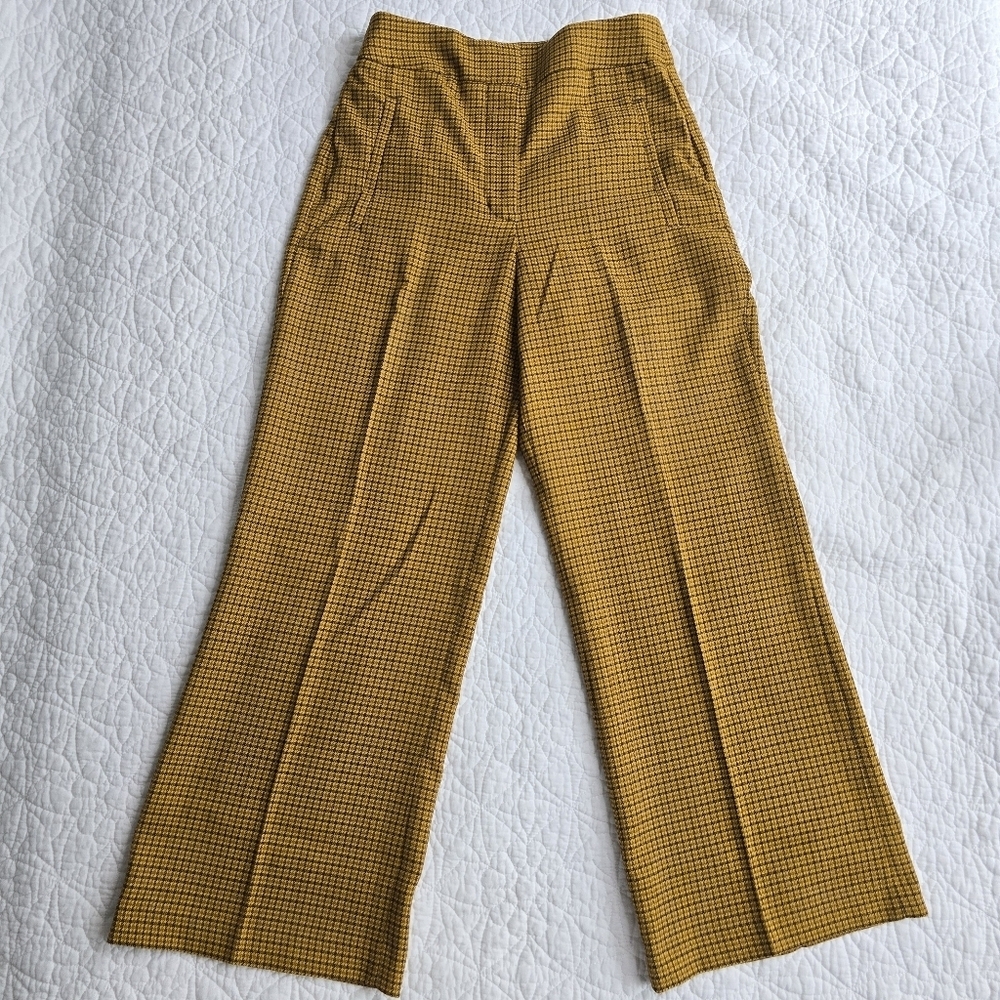 Little Moon Aritzia Malva Plaid Check Preppy Cropped Kick Flare Pants 70's Style